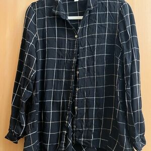 J. Jill Black and White Checkered Women's Button-Down Blouse